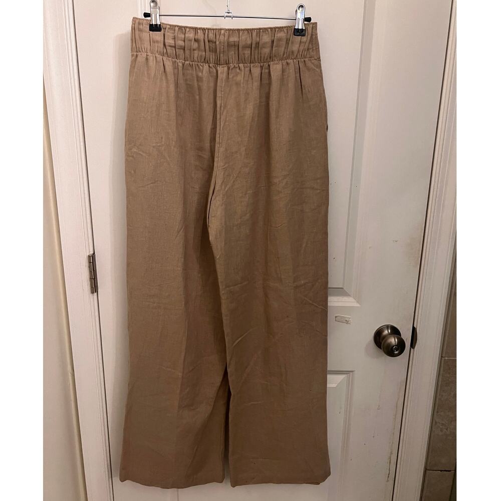 Abercrombie & Fitch Linen Blend Wide Leg Pull on Pants Small Beige Career Resort - Picture 3 of 9